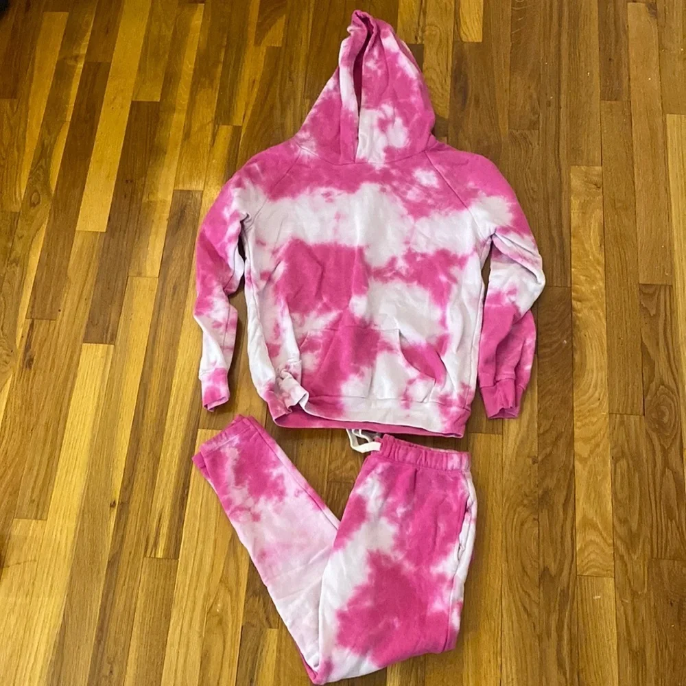 Californian Vintage Girls Pink and White Sweatsuit Size 14